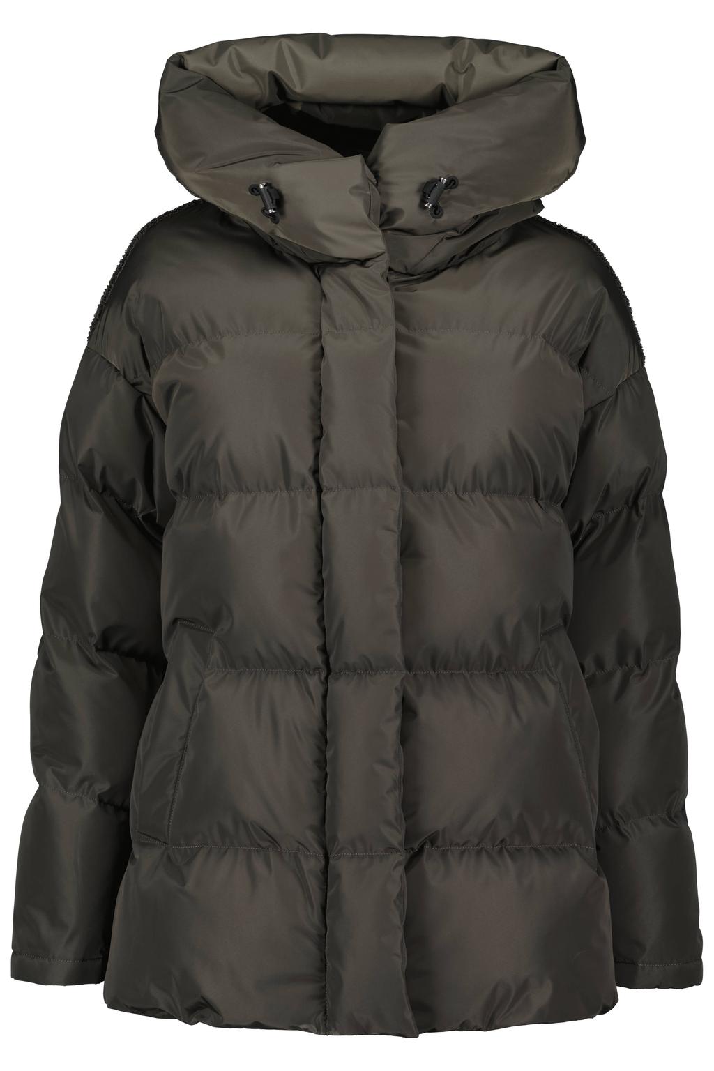 Airforce pufferjas met teddy details - donkergroen