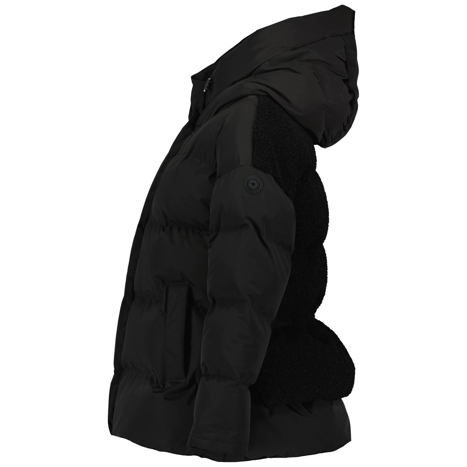 Airforce pufferjas met teddy details zwart