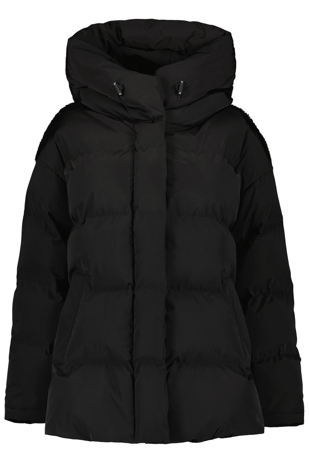 Airforce pufferjas met teddy details - zwart