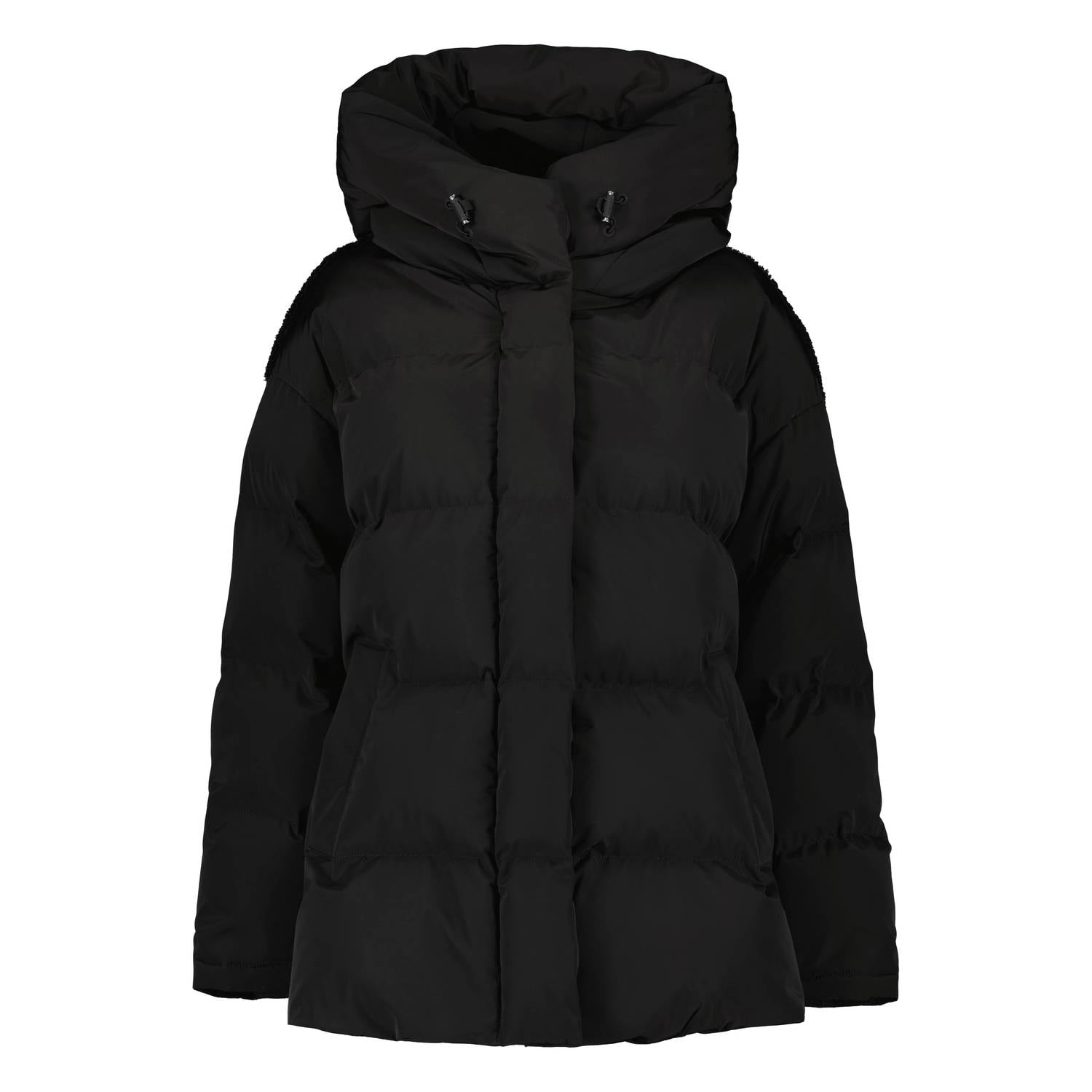 Airforce pufferjas met teddy details zwart