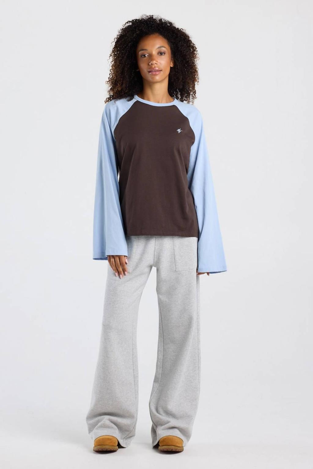 America Today longsleeve met print - lichtblauw/bruin