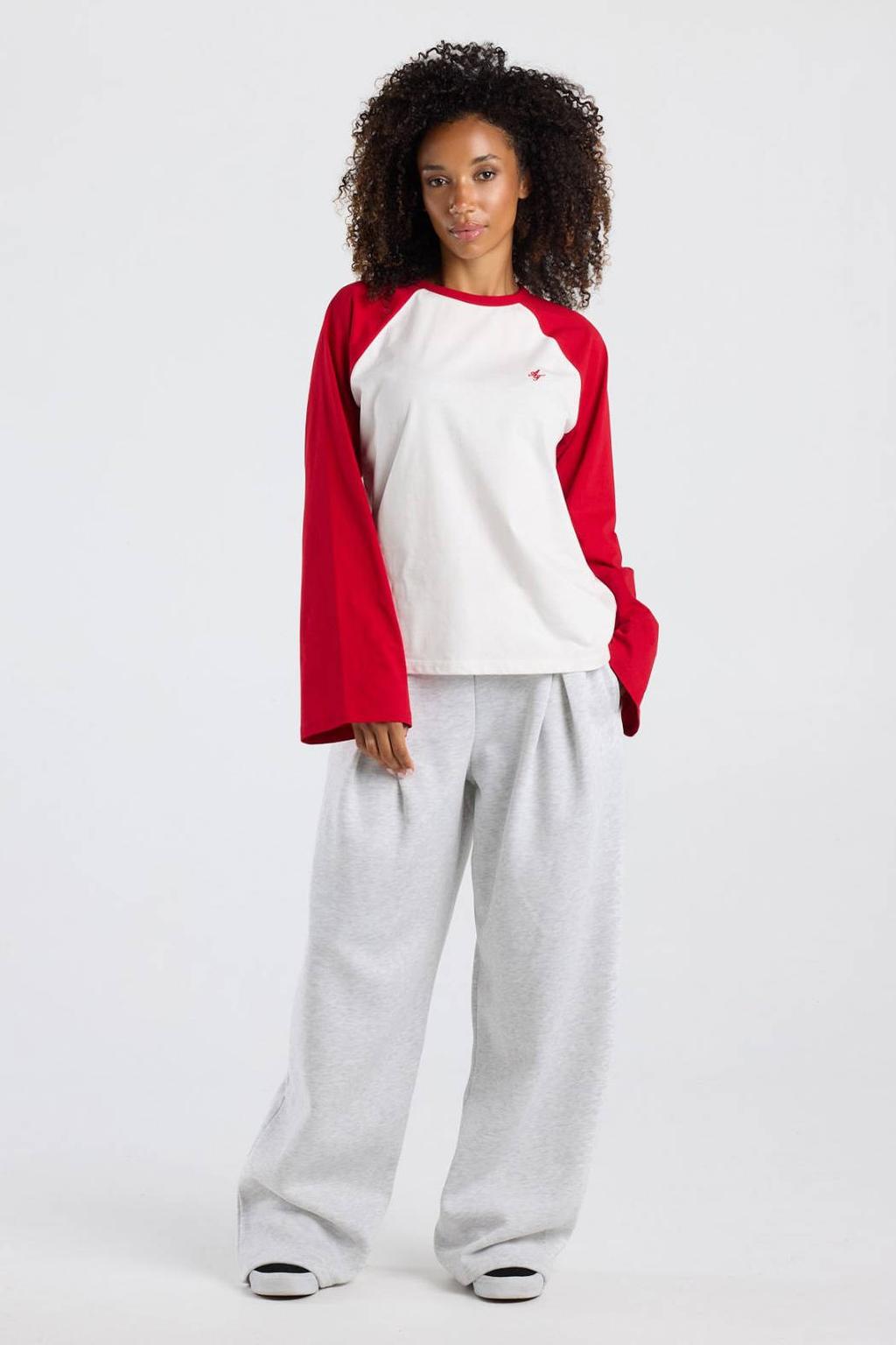 America Today longsleeve met print - rood/wit