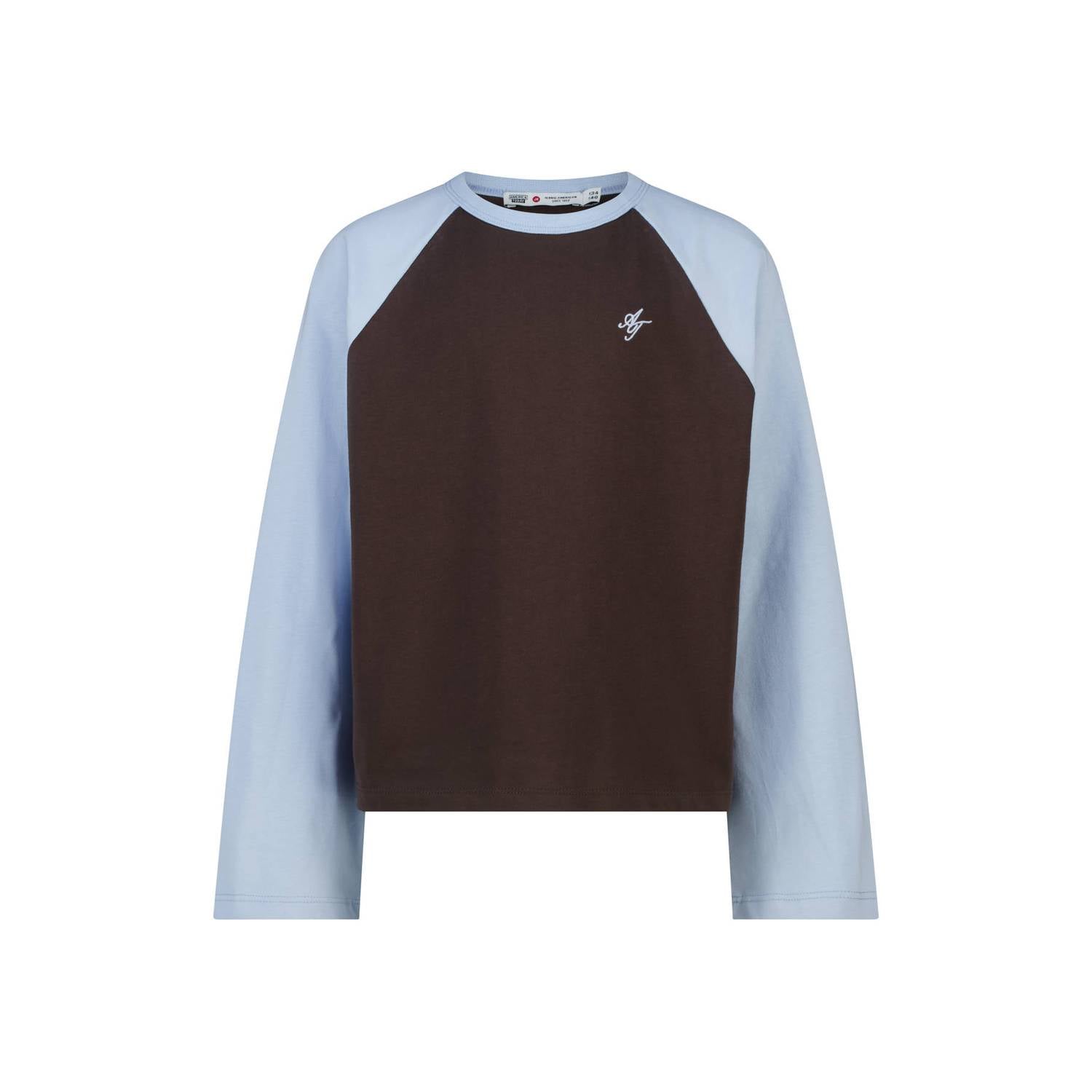 America Today longsleeve bruin lichtblauw