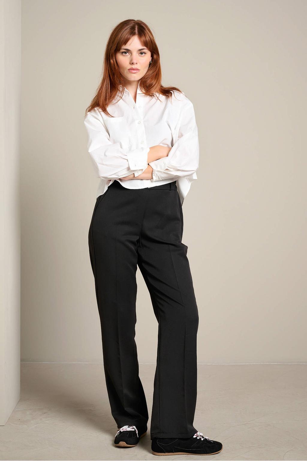 Zwarte dames LOLALIZA wide leg pantalon met effen