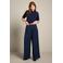 LOLALIZA wide leg pantalon met plooien - marineblauw