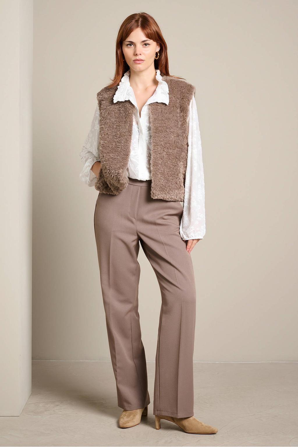 LOLALIZA teddy gilet - taupe