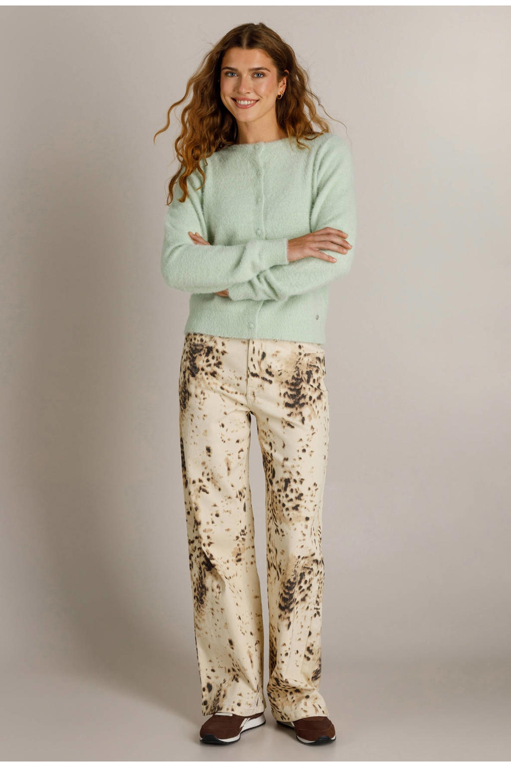 Ivy Beau gebreid vest - lichtgroen
