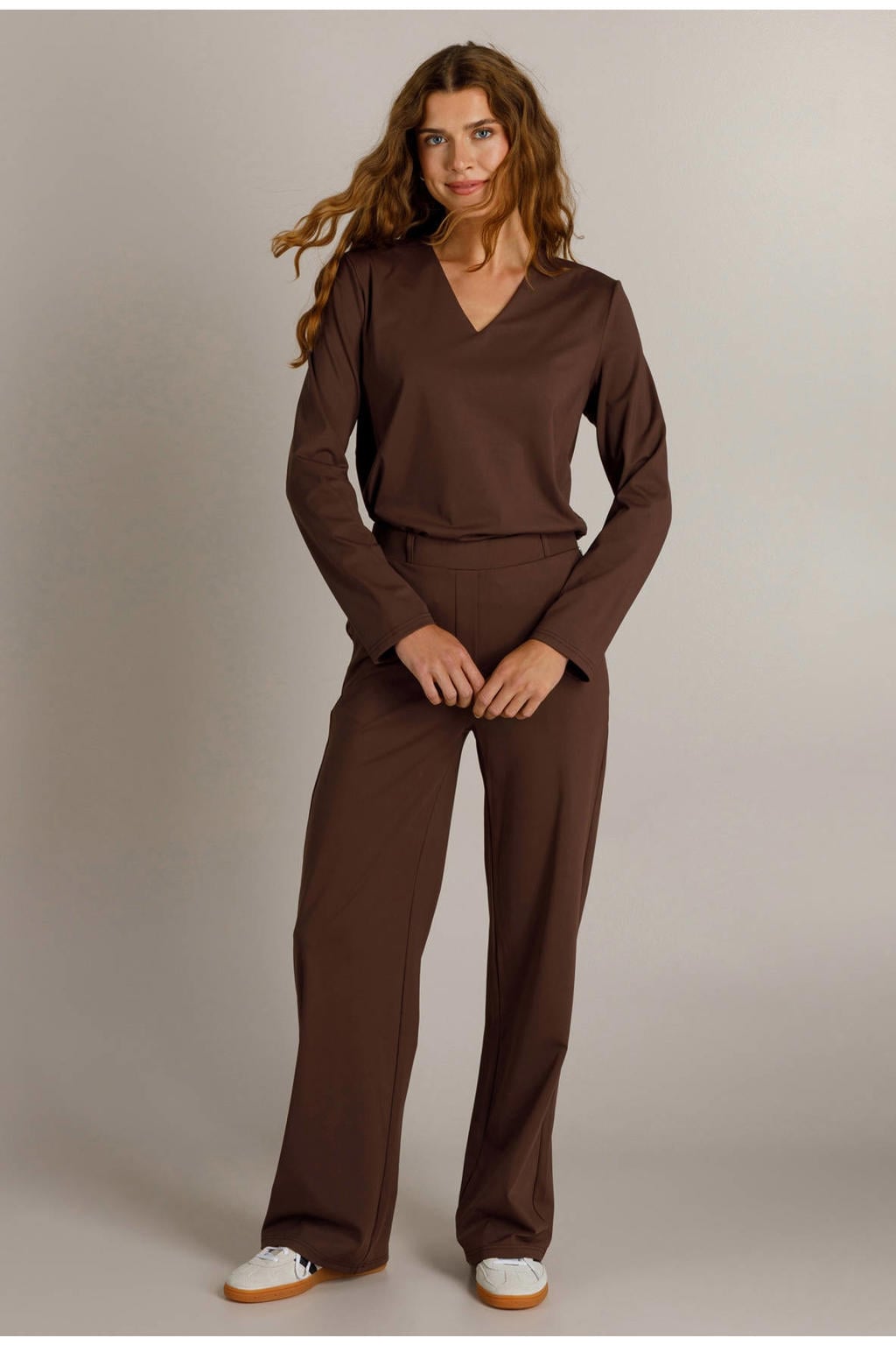 Ivy Beau wide leg broek - bruin