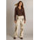 Ivy Beau wide leg jeans met print - ecru/bruin