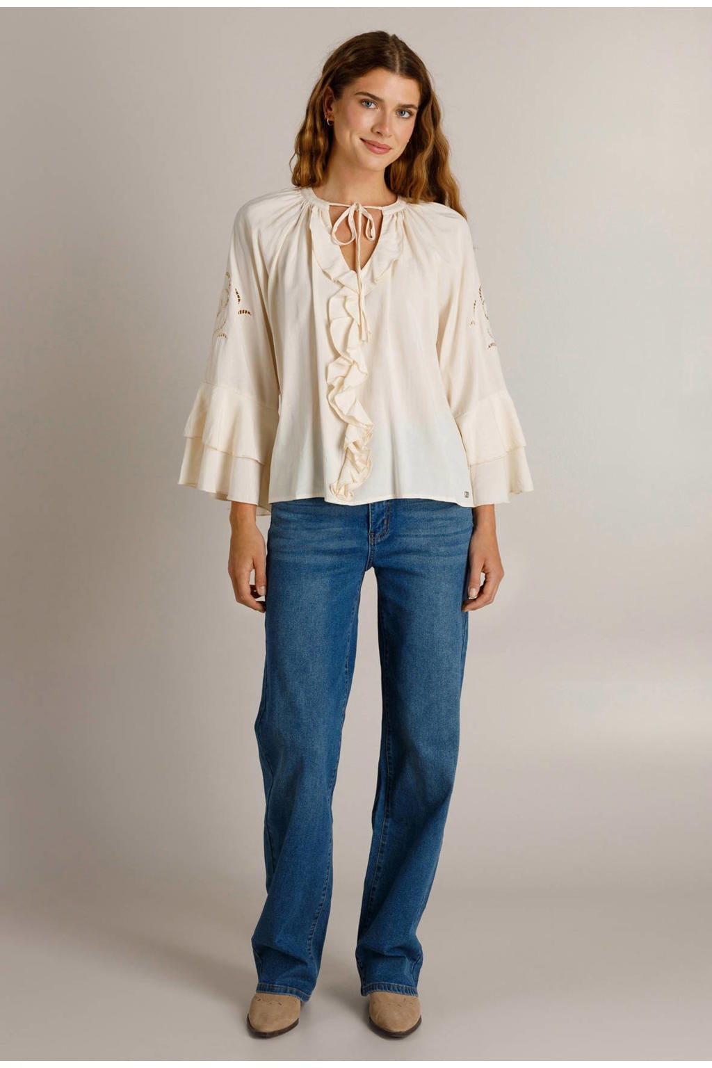 Ivy Beau blouse met broderie - ecru