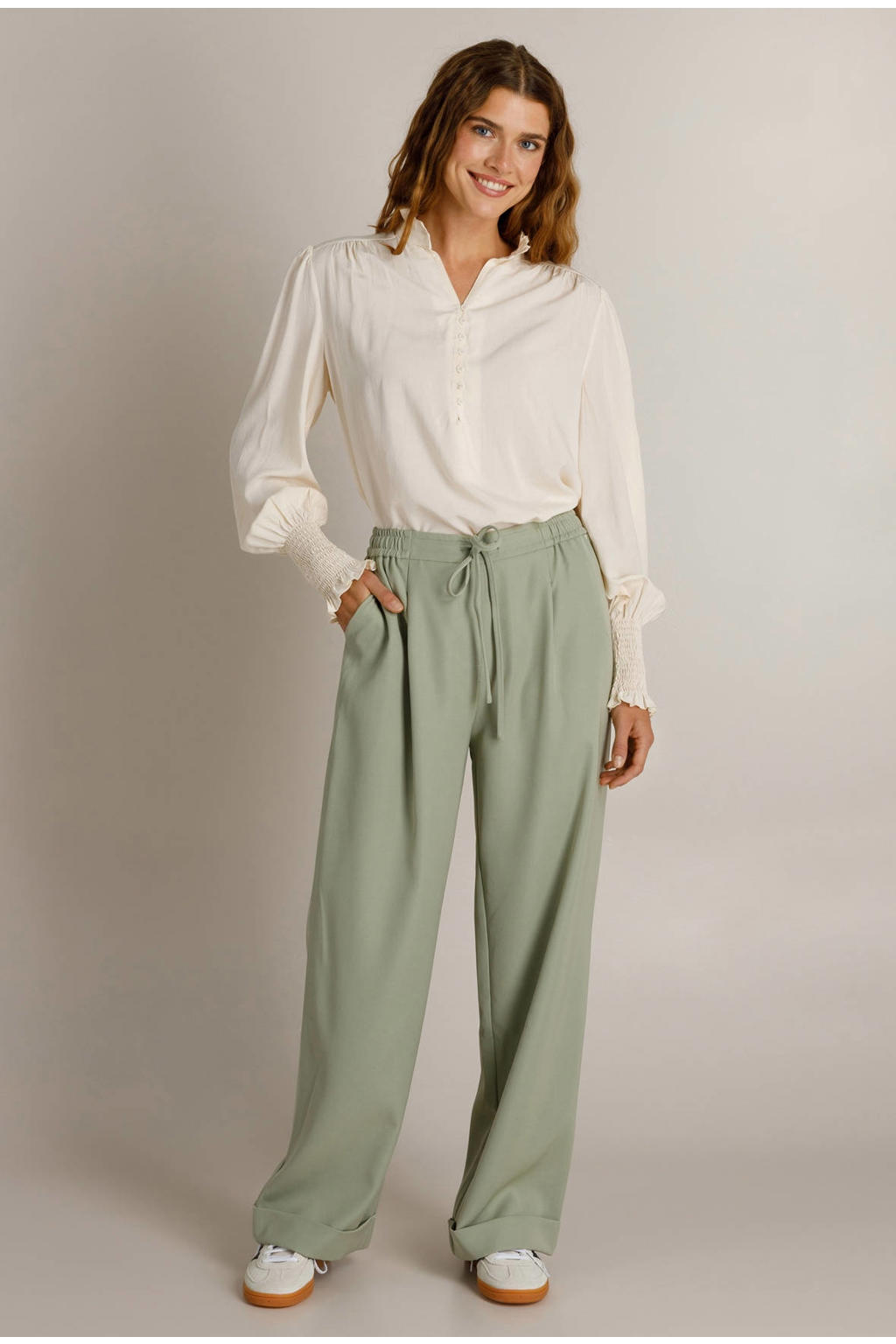 Ivy Beau wide leg broek - mintgroen