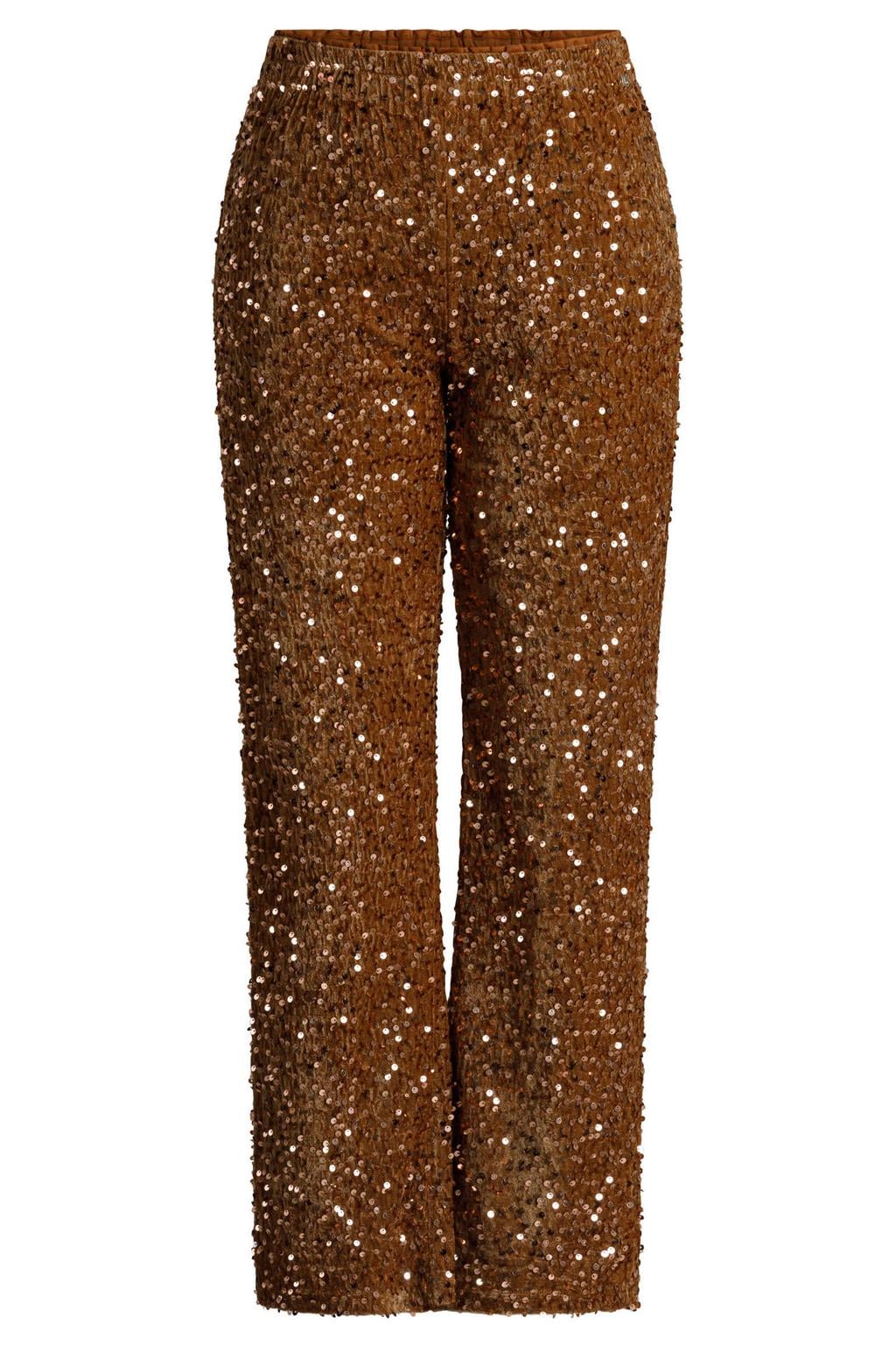 Bruine dames Ivy Beau wide leg casual broek met effen