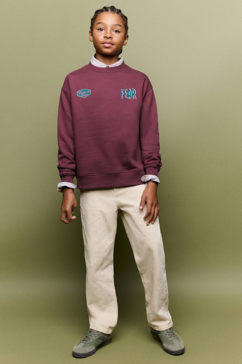 Mango Kids sweater met backprint - donkerrood