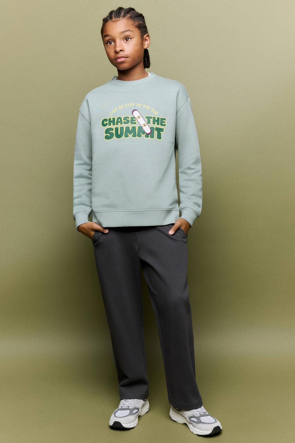 Mango Kids sweater met print - turquoise