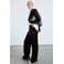 Mango satijnen wide leg broek - donkerbruin