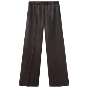 satijnen wide leg broek - donkerbruin