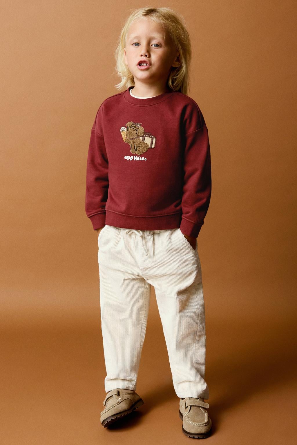 Mango Kids broek met corduroy details - beige