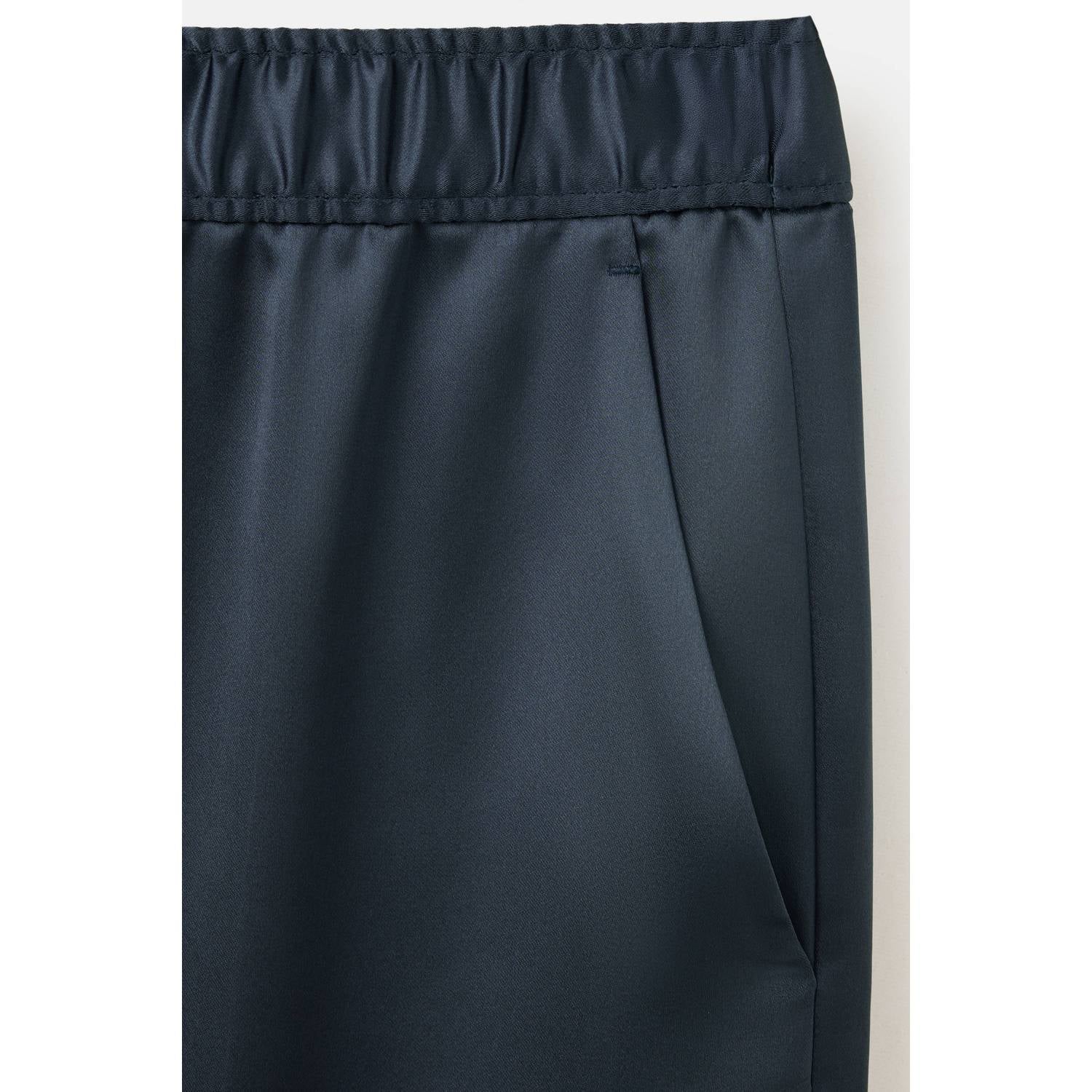 Mango satijnen wide leg broek donkerblauw