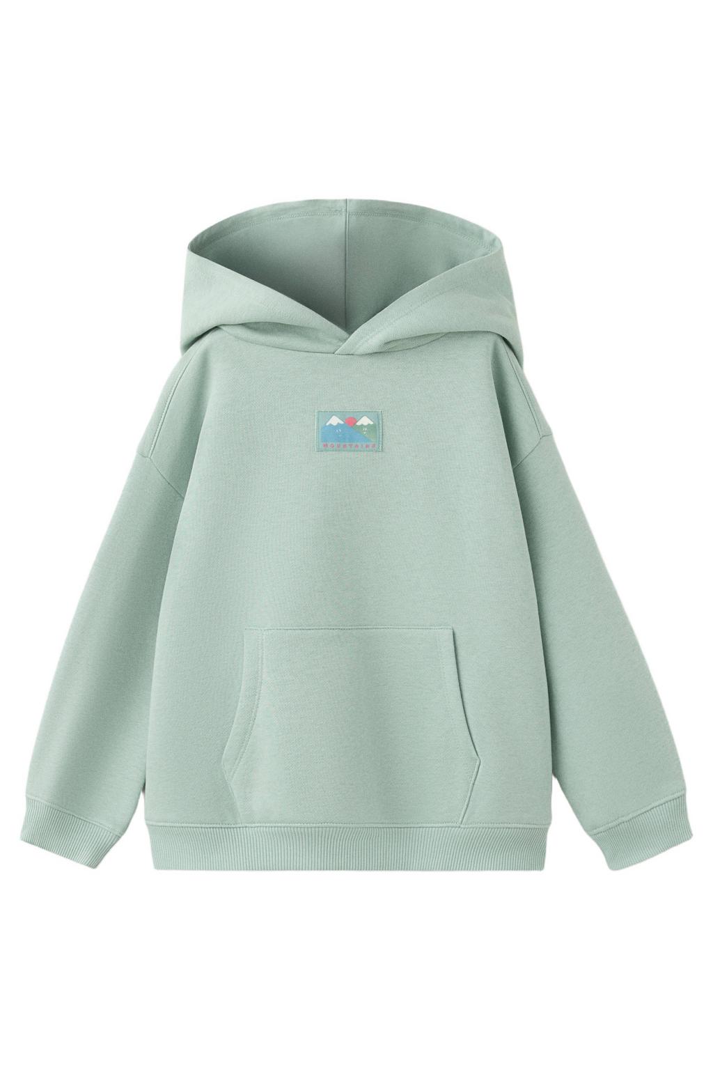 Mango Kids hoodie met backprint - groen