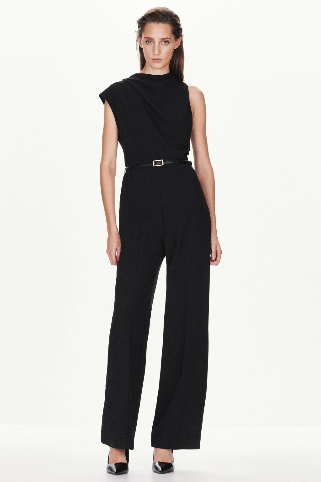 Mango jumpsuit met ceintuur - zwart