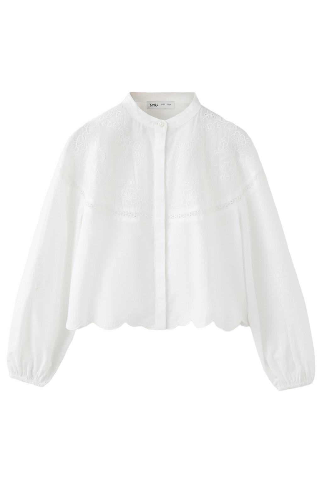 Mango Kids blouse met borduursels - wit