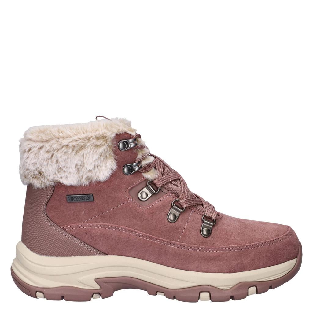 Skechers Trego suède veterboots met profielzool - oudroze