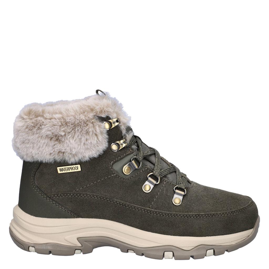 Skechers Trego suède veterboots met profielzool - kaki