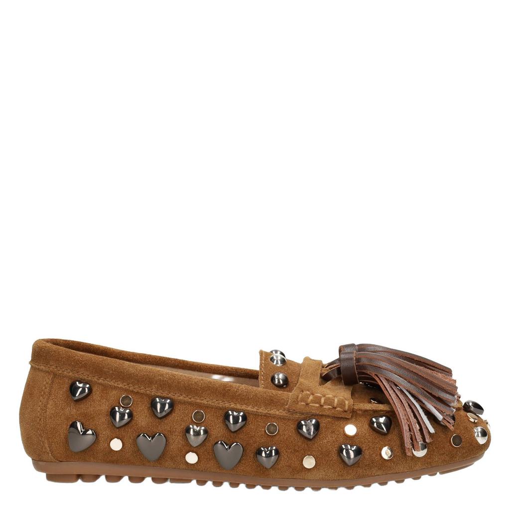 Bruine dames Poelman Serena suède mocassins met franjes -