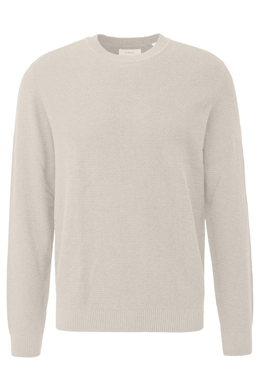 s.Oliver Big Size katoenen regular fit gebreide trui - ecru