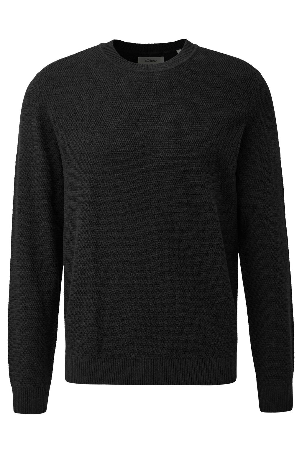 s.Oliver Big Size katoenen regular fit gebreide trui - zwart