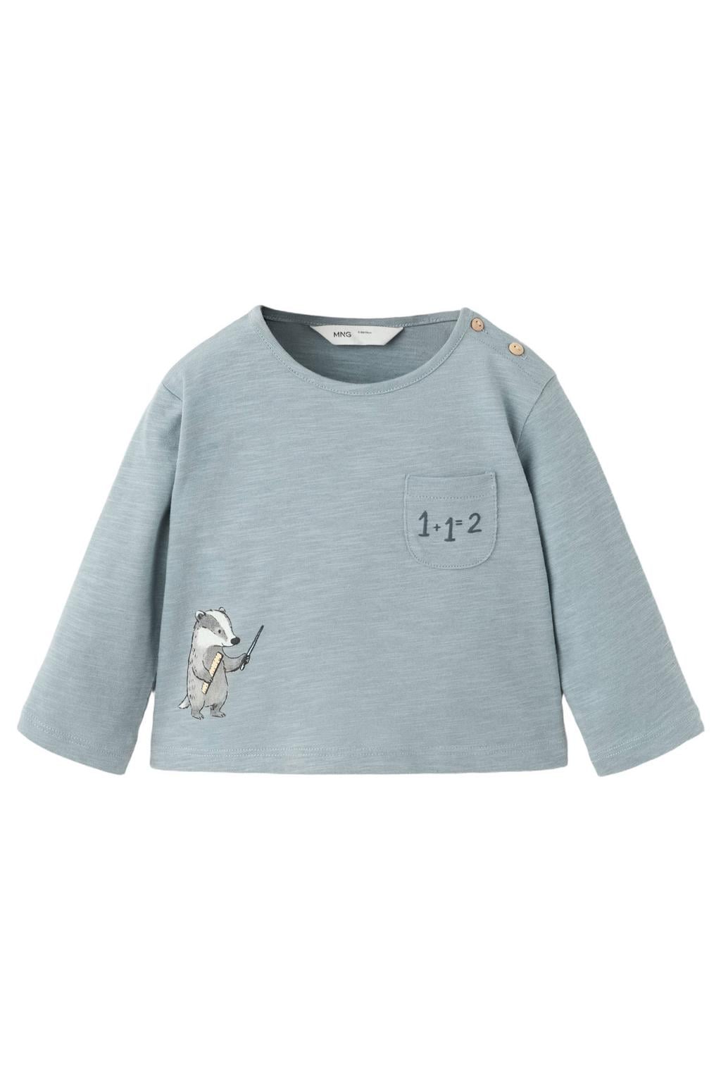 Mango Kids longsleeve met print - blauw