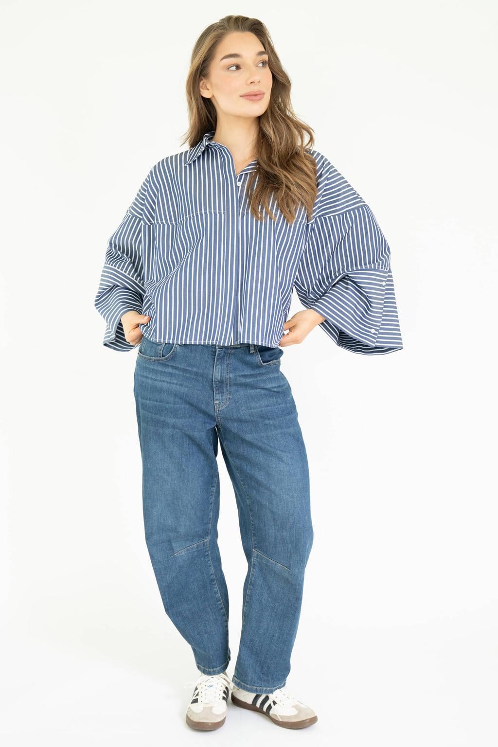 Est'seven gestreepte top - blauw/ecru
