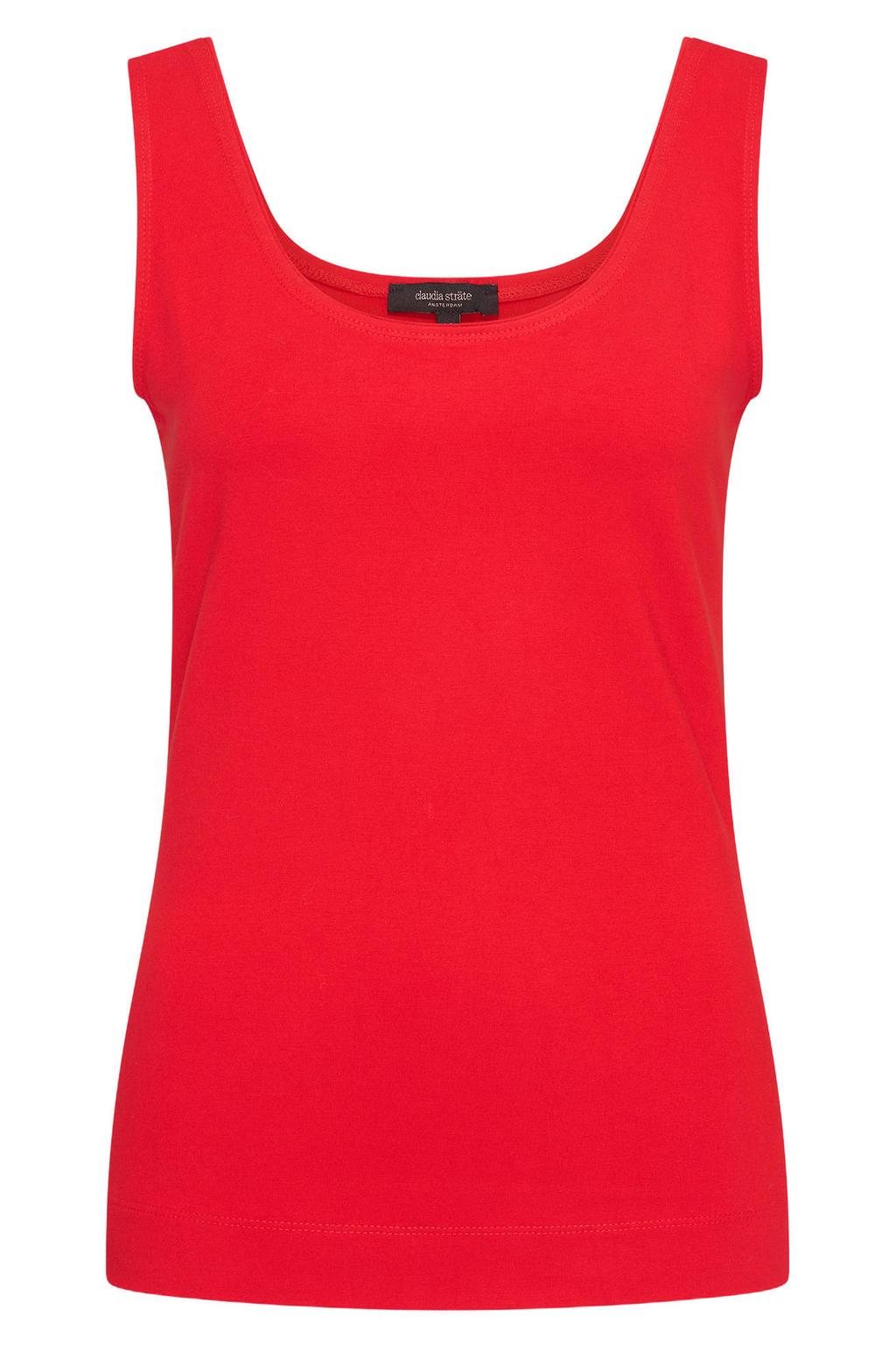 Rode dames Claudia Sträter jersey tanktop van viscose met effen en ronde hals