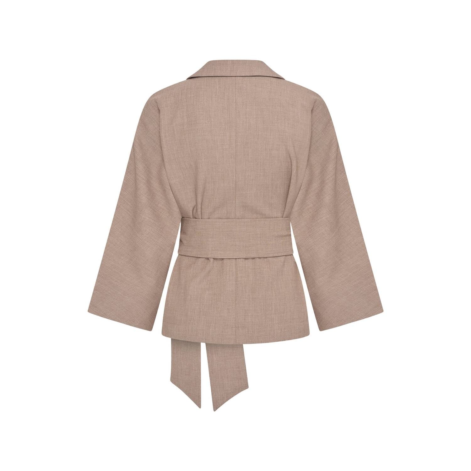 Claudia Sträter blazer met ceintuur taupe