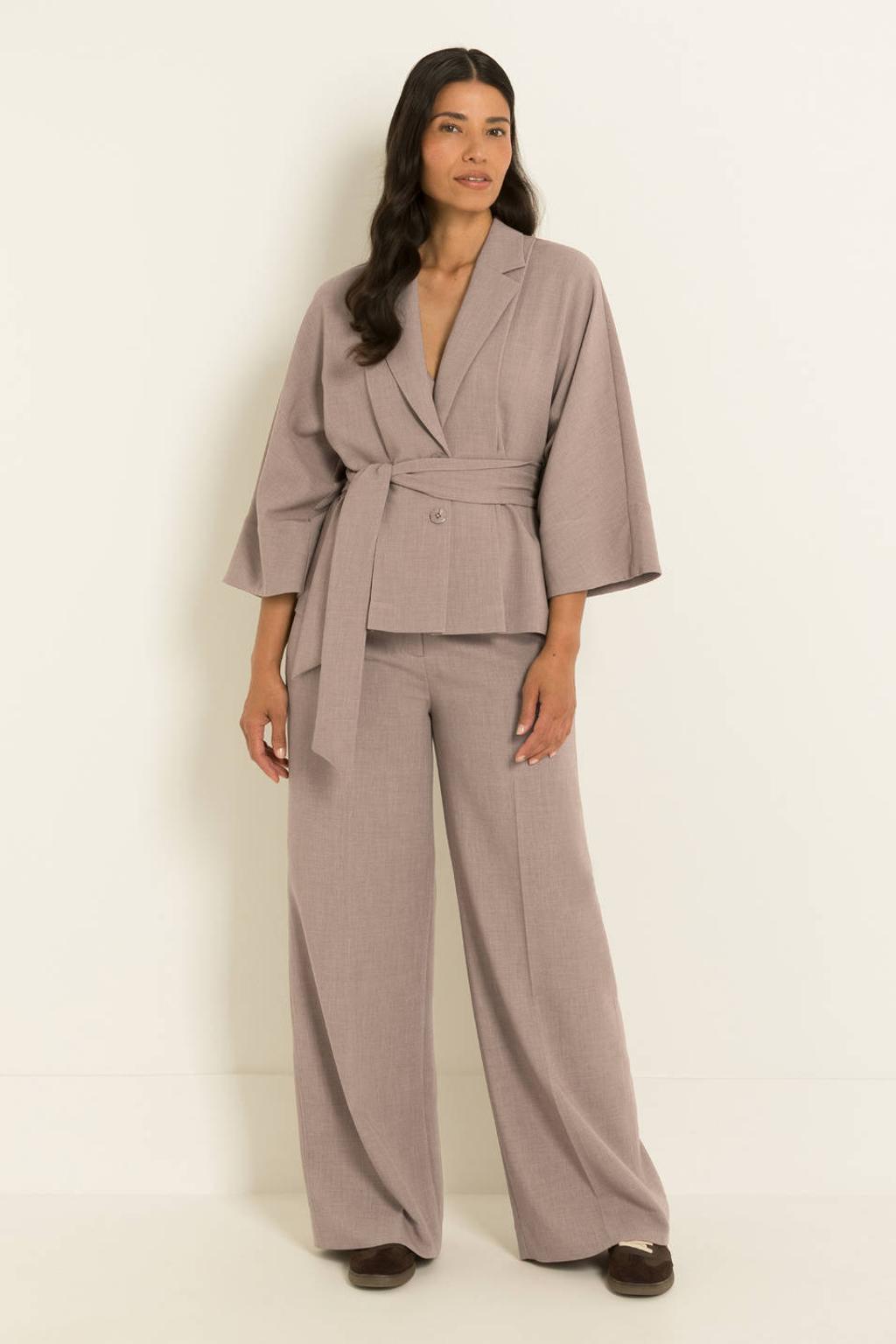 Claudia Sträter blazer met ceintuur - taupe