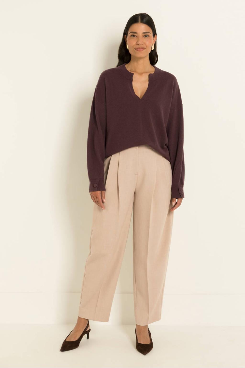 Claudia Sträter barrel pantalon met plooien - beige