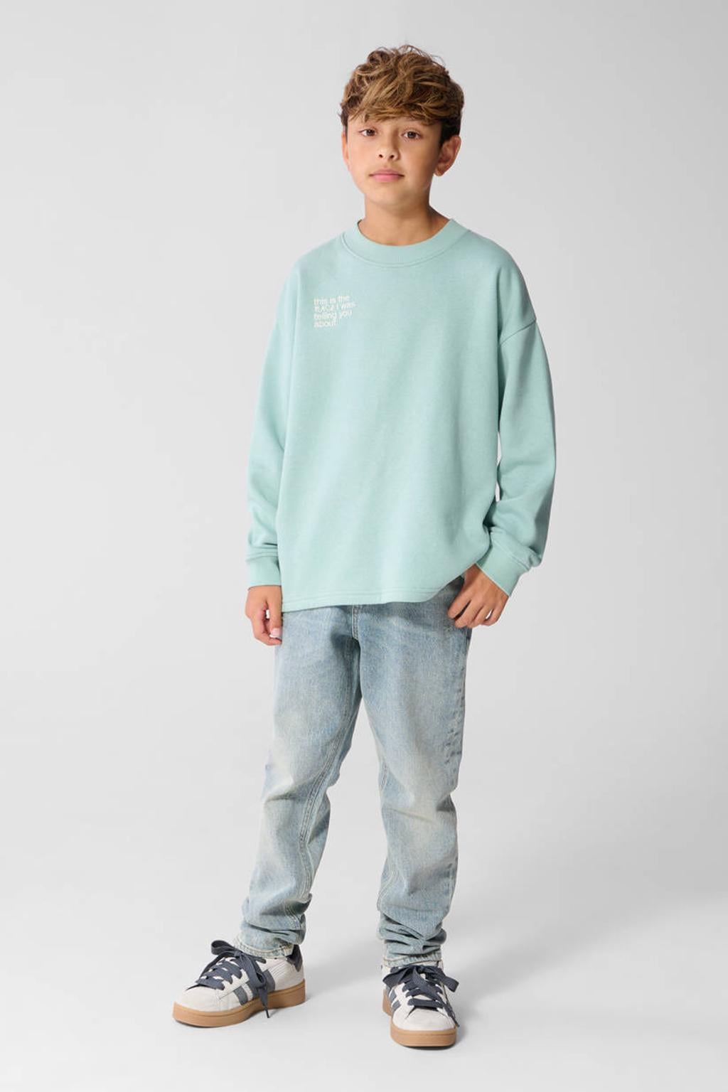 Shoeby sweater met backprint - licht turquoise