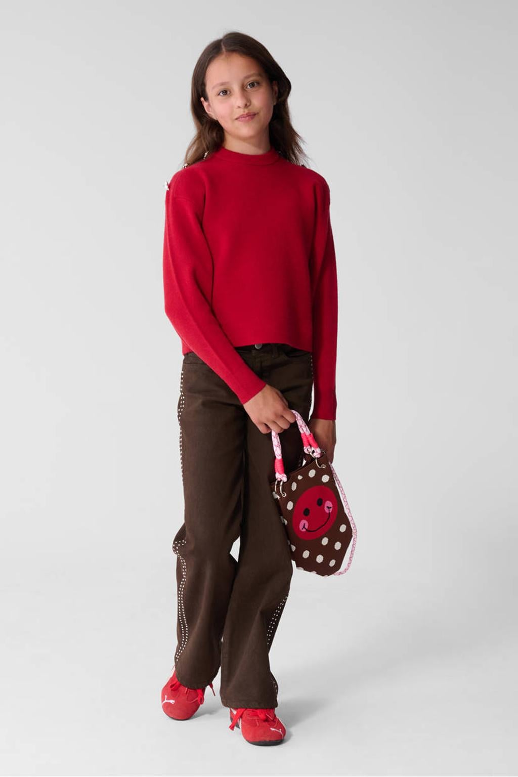 Shoeby gebreide trui met studs - rood