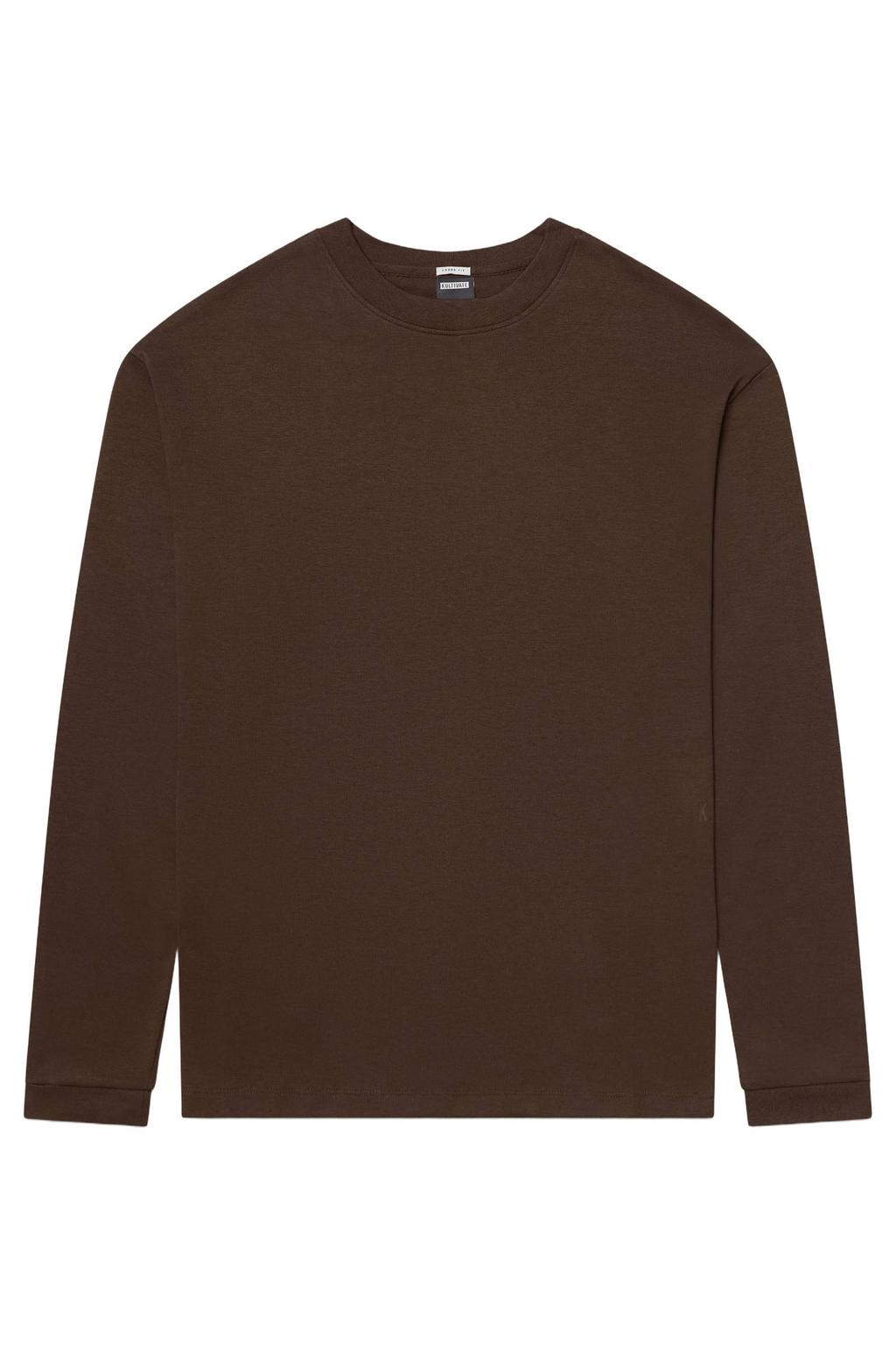 Kultivate relaxed fit longsleeve - donkerbruin