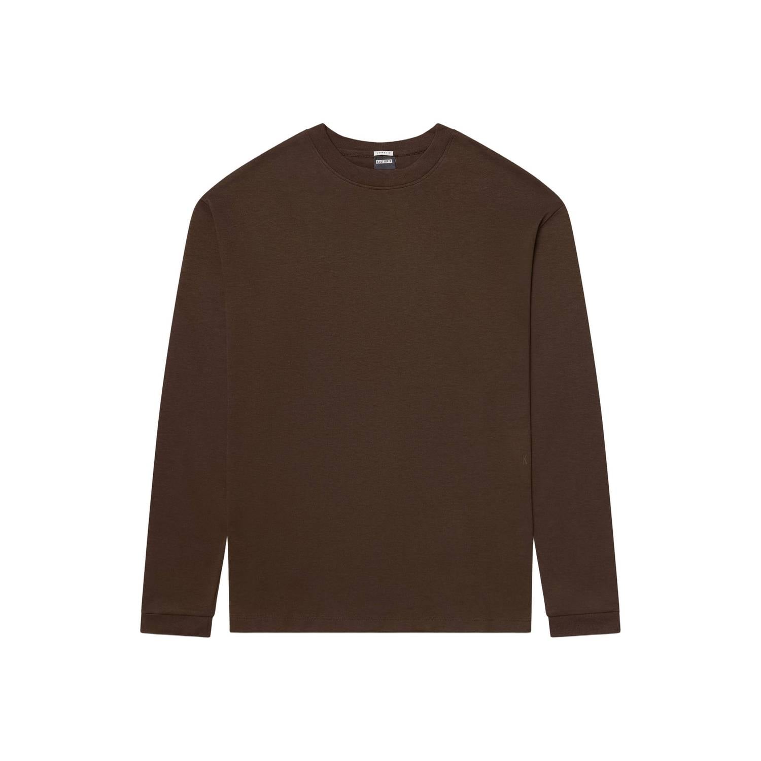 Kultivate relaxed fit longsleeve donkerbruin