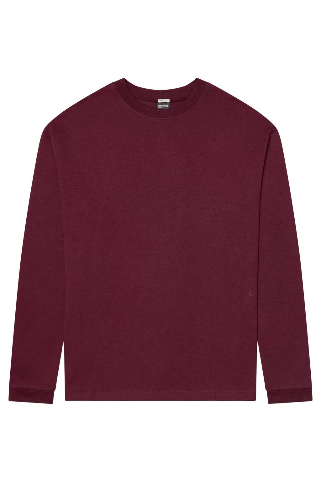 Kultivate relaxed fit longsleeve - donkerrood