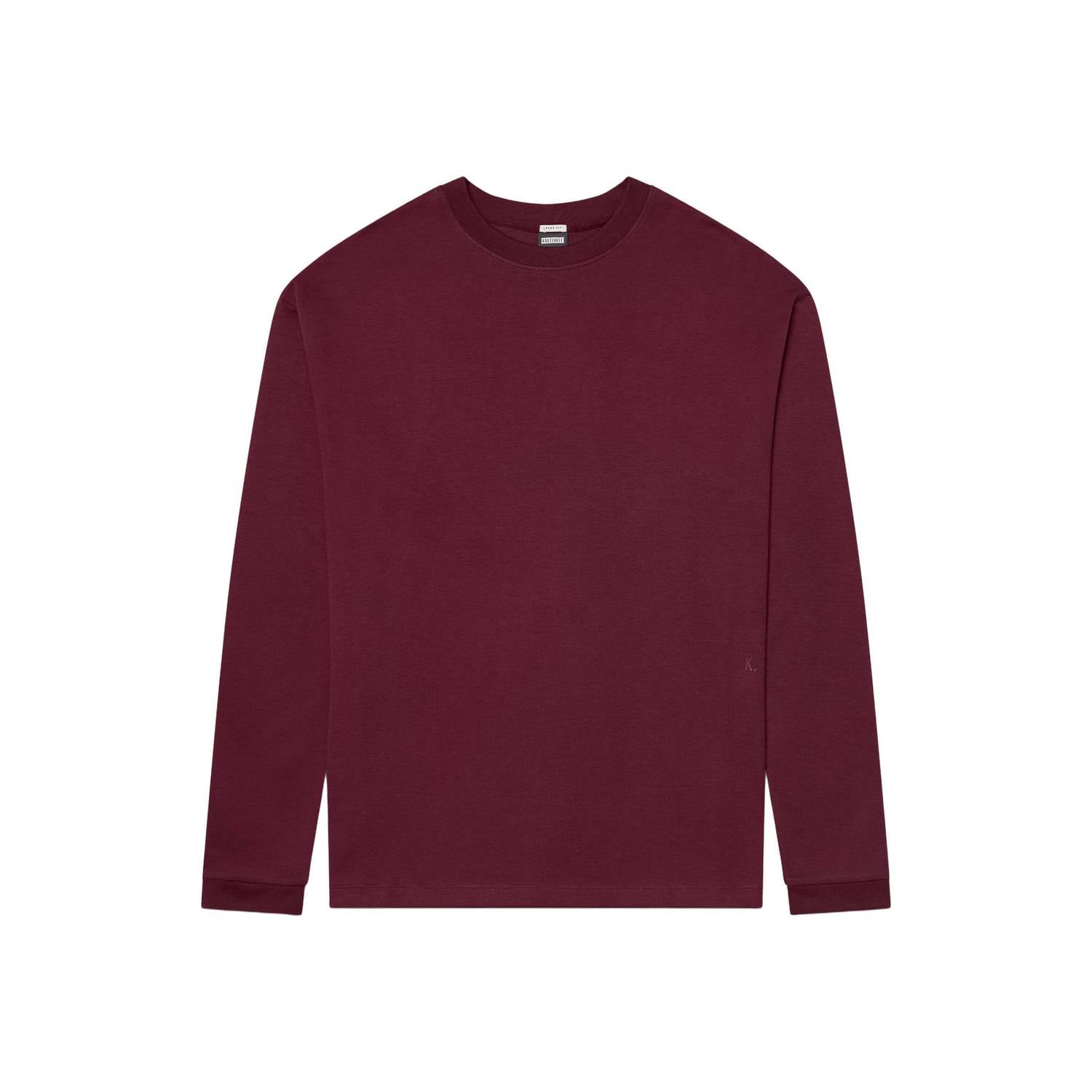 Kultivate relaxed fit longsleeve donkerrood
