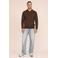 Kultivate katoenen regular fit gebreide trui - chocolate brown