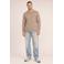 Kultivate katoenen regular fit gebreide trui - beige