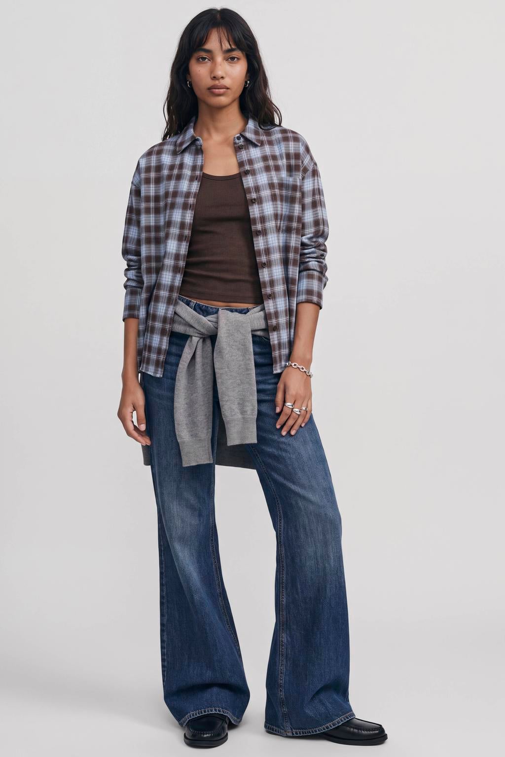 Multikleurige dames JJXX geruite blouse meerkleurig van katoen met lange mouwen, klassieke kraag, knoopsluiting en geweven detail