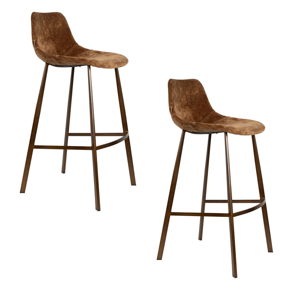 Dutchbone barkrukken Franky zithoogte 80 cm - cognac (set van 2)