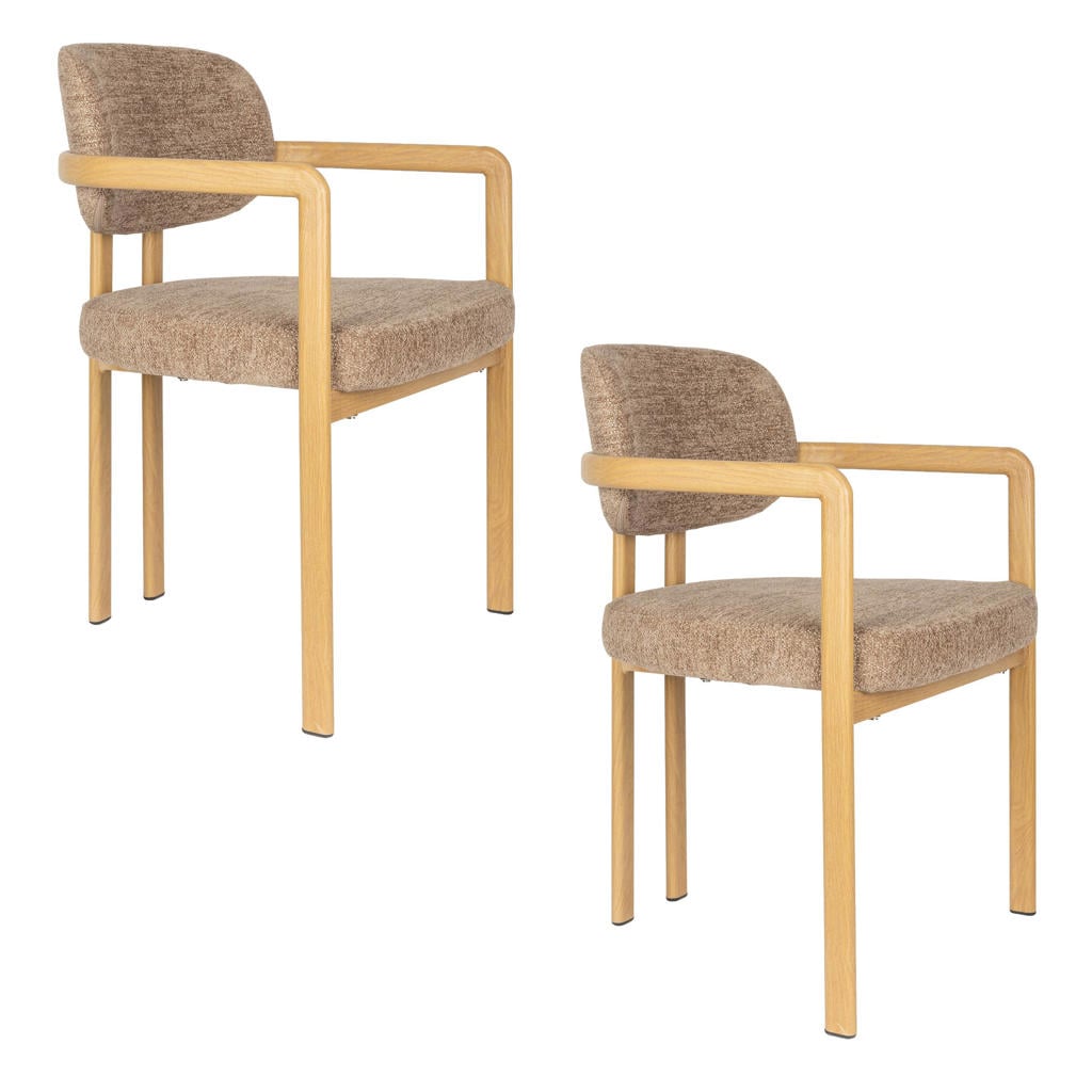 Housecraft Living eetkamerstoelen Simo met armleuningen - naturel (set van 2)
