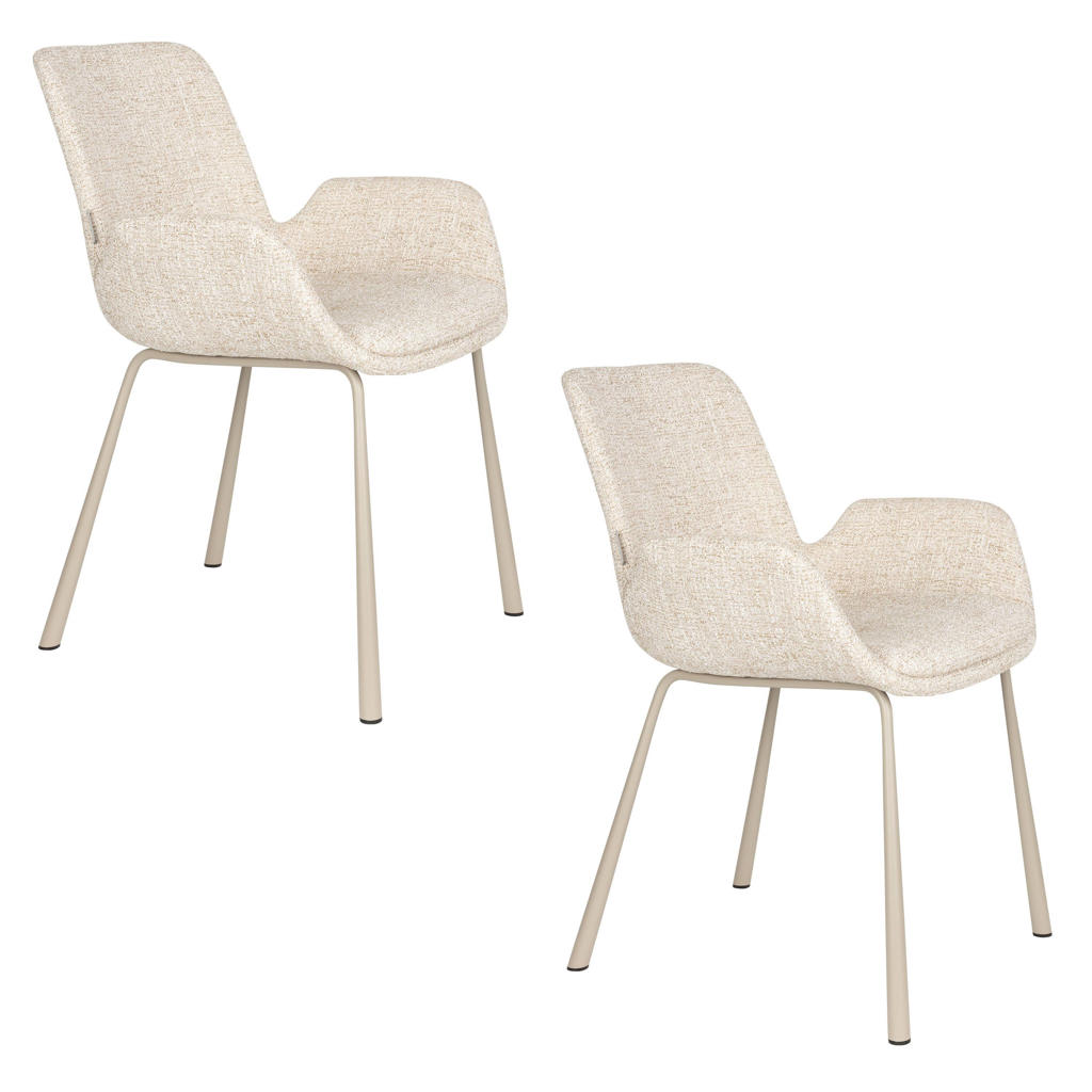 Zuiver eetkamerstoelen Brit met armleuningen - beige (set van 2)