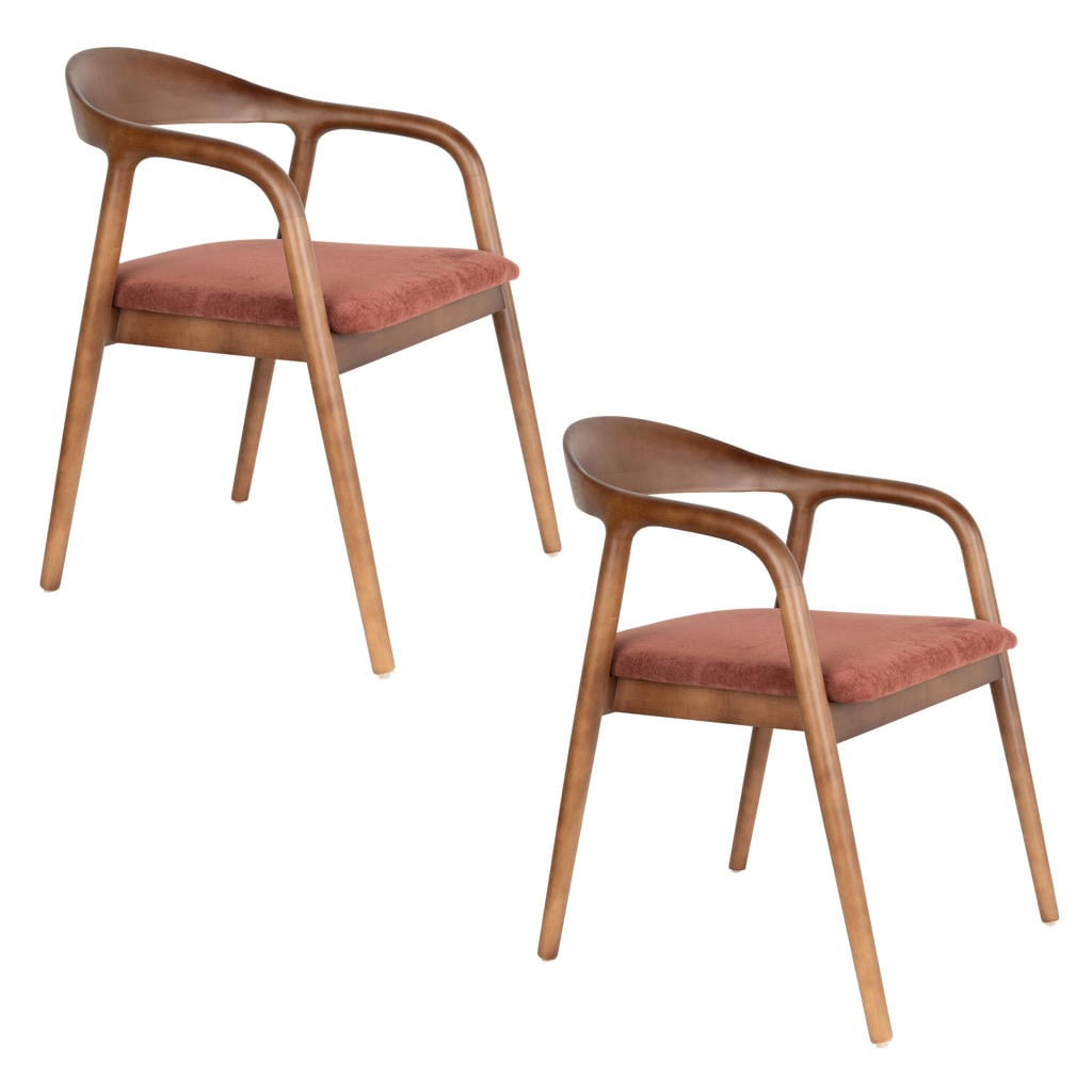 Housecraft Living eetkamerstoelen Melody met armleuningen - rood (set van 2)