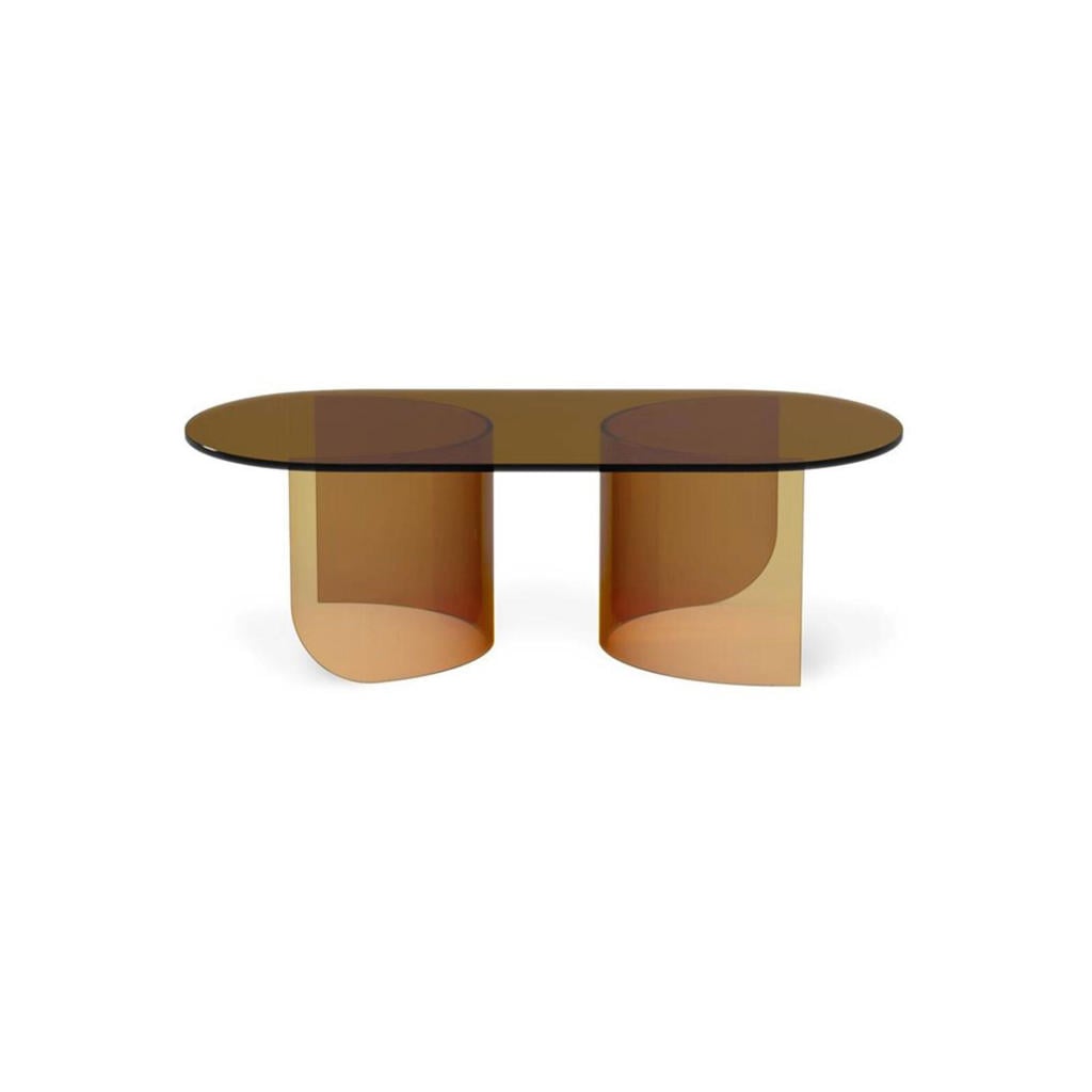 FÉST Plateau Amber ovale glazen salontafel - bruin